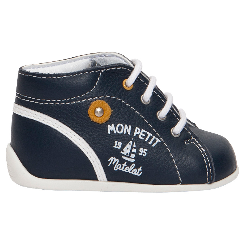 Bottillons en cuir à lacets avec bateau printé 