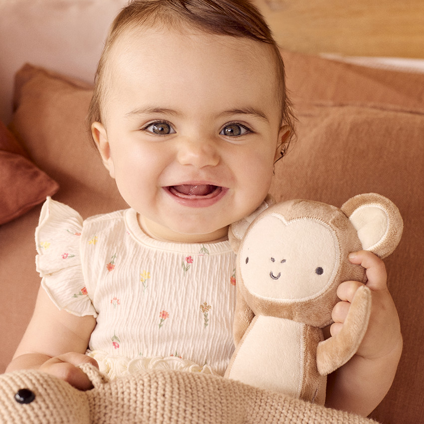 Peluche singe en velours pour bébé  