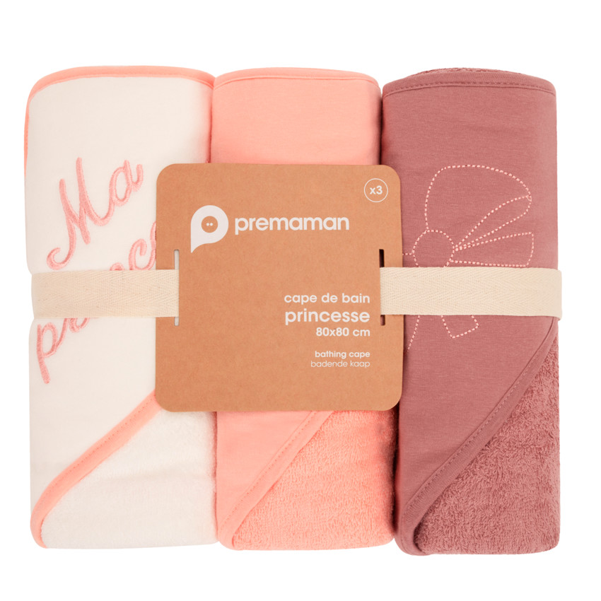 Lot de 3 capes de bain Princesse - Rose (Prémaman) - Image 1