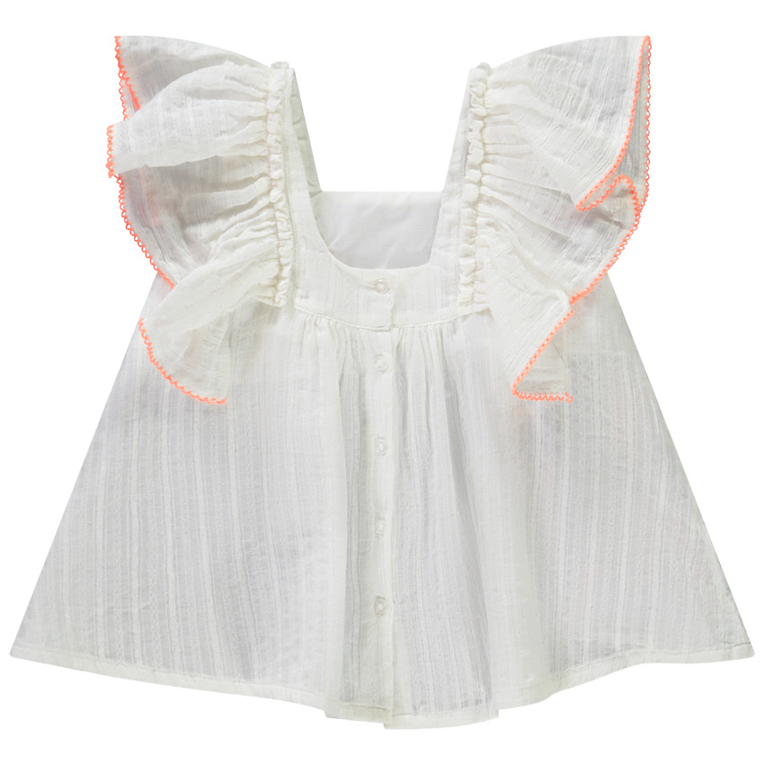 Tunique manches courtes volantées avec haut effet smocke pour fille 