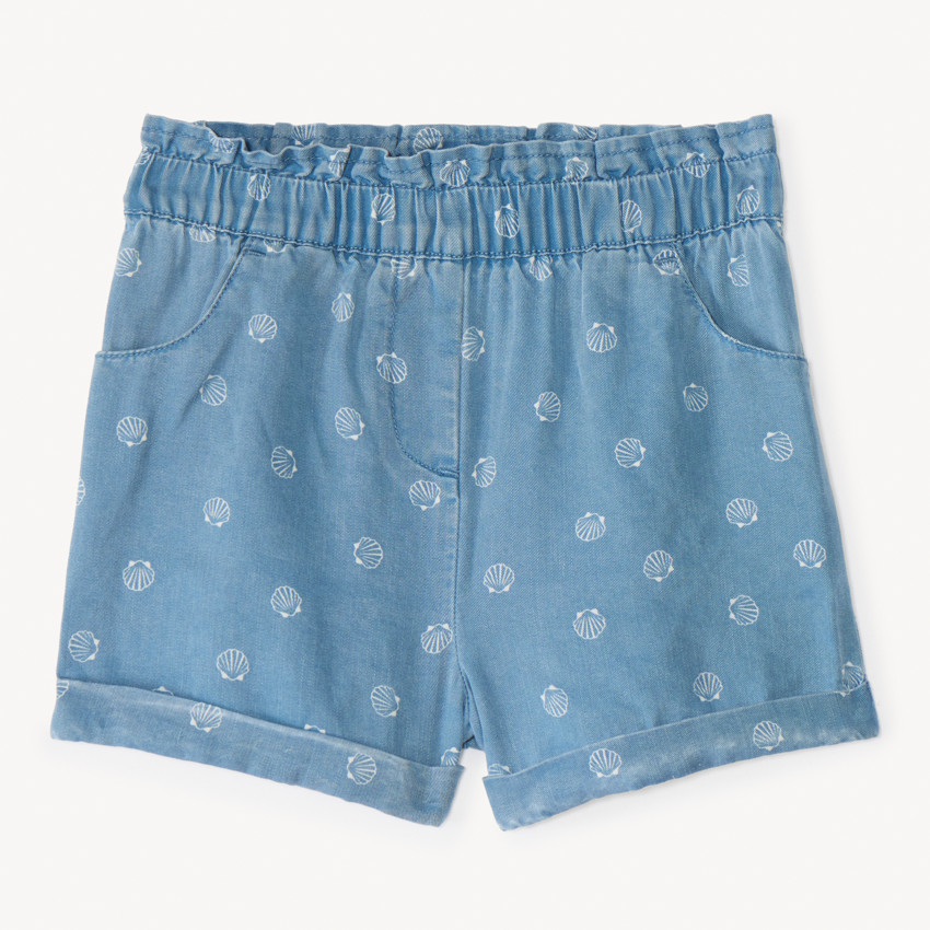 Short en sergé imprimé fantaisie pour bébé fille