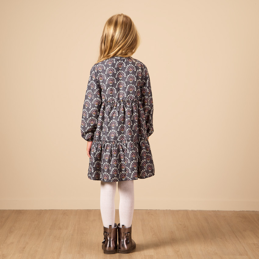 Robe manches longues à imprimé fantaisie pour fille 