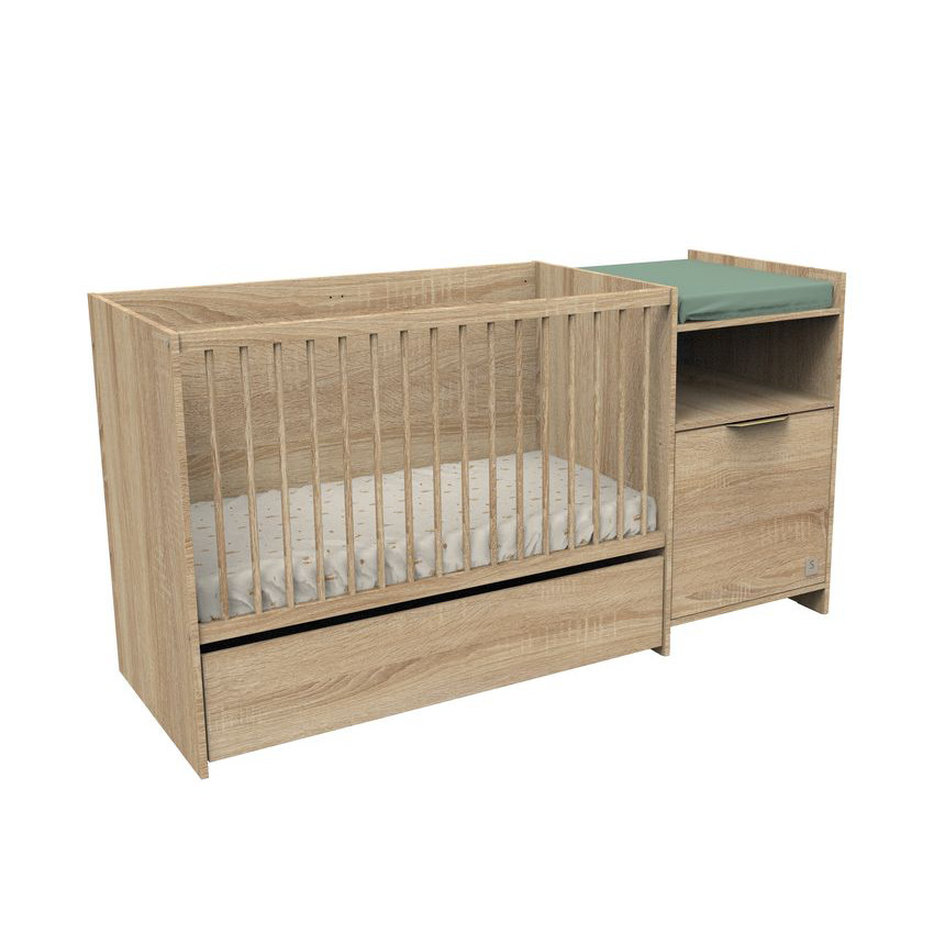 Tiroir sur roulettes pour lit 120 x 60 cm Azur chêne doré 