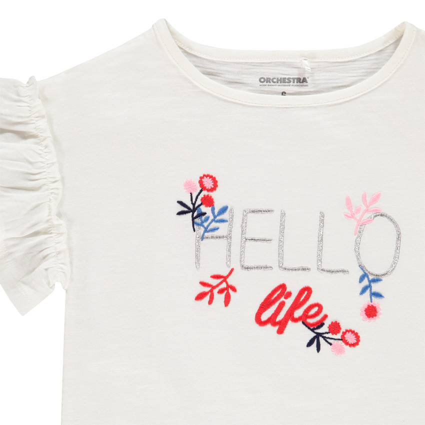 T-shirt manches courtes volantées pour enfant fille Main T-shirt manches courtes volantées pour enfant fille