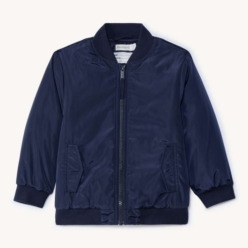 Blouson en toile bleu marine à col teddy pour garçon
