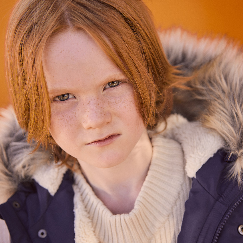 Parka à capuche avec fausse fourrure amovible pour garçon 