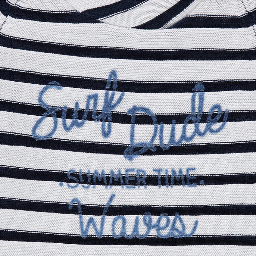 Pull en tricot rayé avec inscription printée 