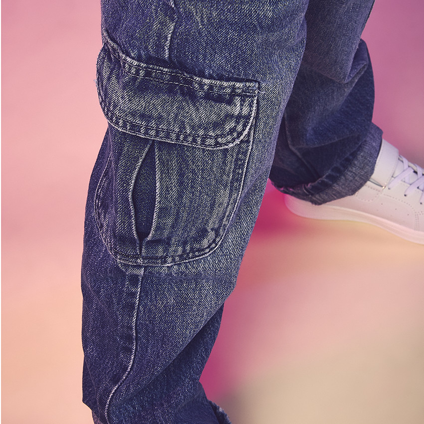 Jean large style cargo pour fille 