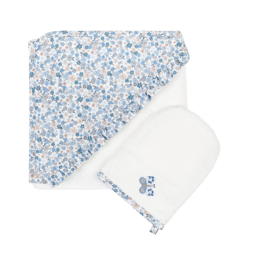 Set de bain cape de bain + gant de toilette Tiny Flowers