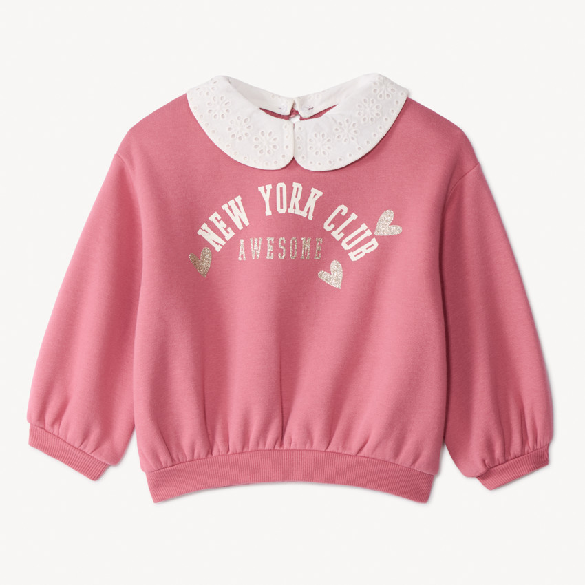 Sweat molleton fantaisie avec col claudine pour bébé fille