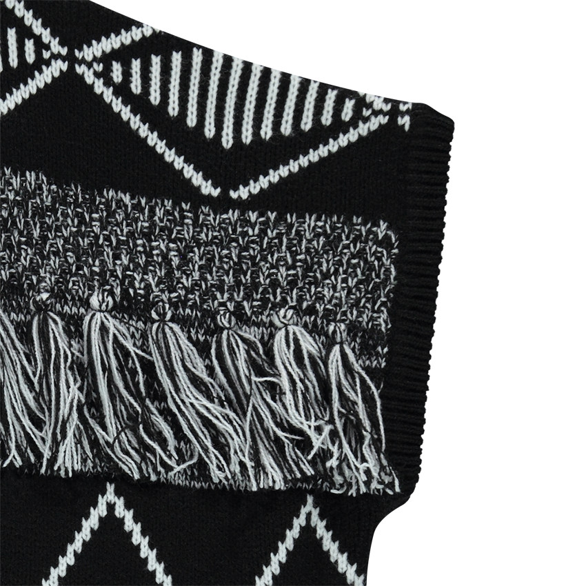Junior - Gilet poncho imprimé éthnique avec franges 