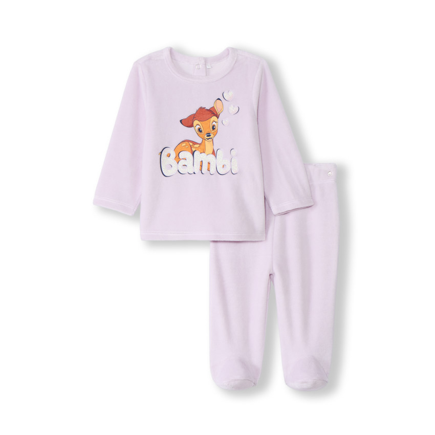 Set pyjama velours Bambi Disney pour bébé fille avec finitions différentes selon l&#39;âge