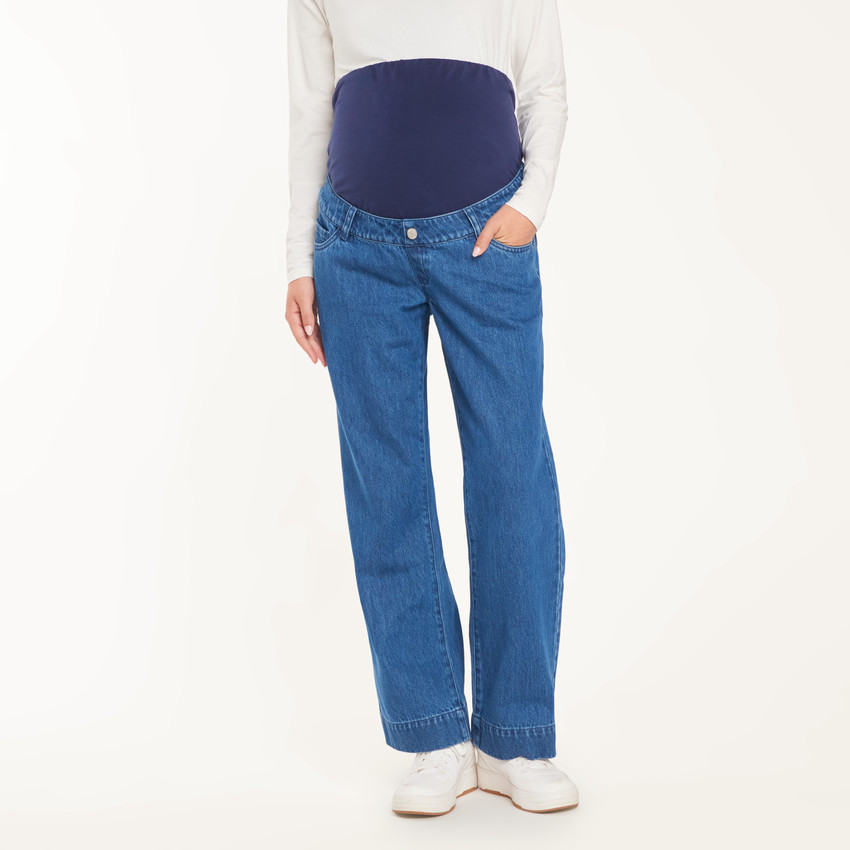 Jean à jambes larges future maman avec bandeau haut