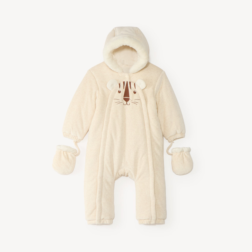 Combinaison pilote bébé en velours doublée sherpa motif tigre (finitions différentes selon l’âge) 