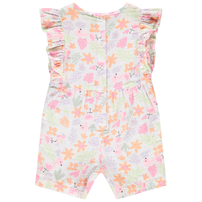 Combinaison courte avec volants et imprimé fantaisie pour bébé fille 