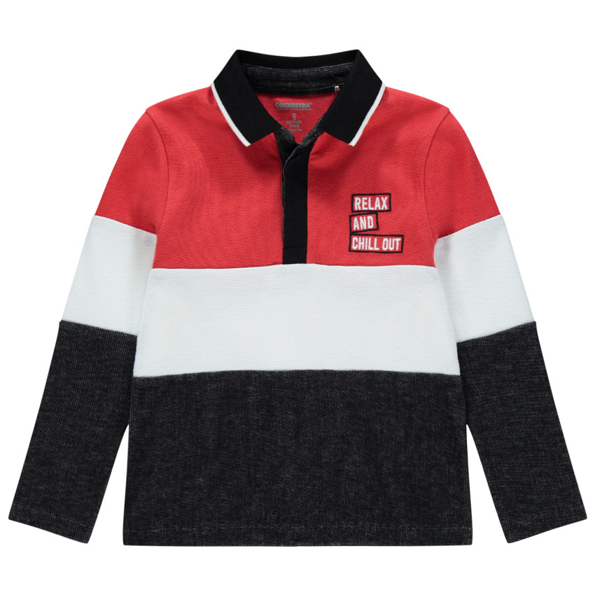 Polo manches longues tricolore pour enfant garçon 