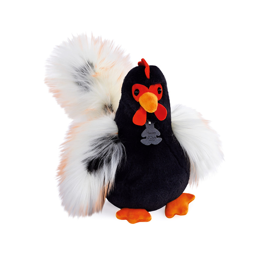 Peluche Coq'Rico noir et blanc