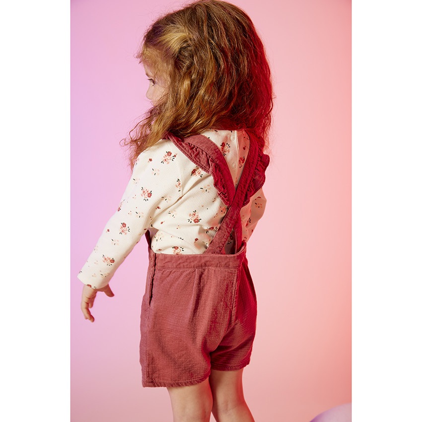 T-shirt manches longues côtelé imprimé floral pour bébé fille 
