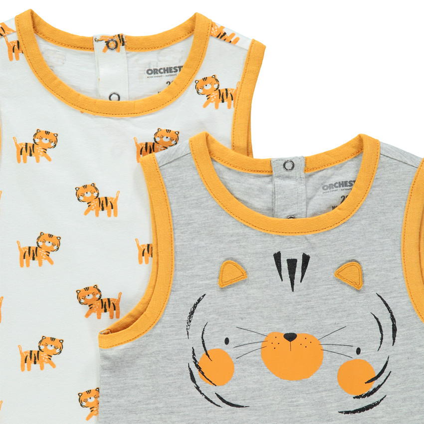 Lot de 2 débardeurs imprimé/uni à print fantaisie 