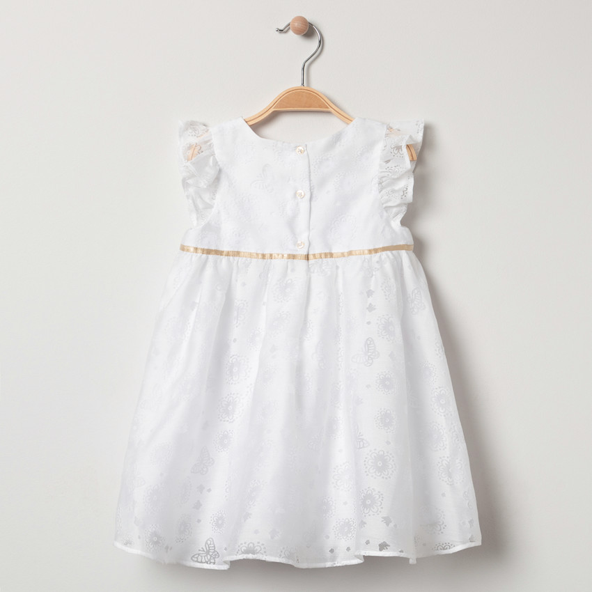 Robe de cérémonie blanche à motifs en jacquard pour fille 