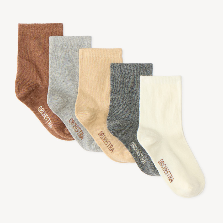 Lot de 5 paires de chaussettes normales unis pour bébé garçon 