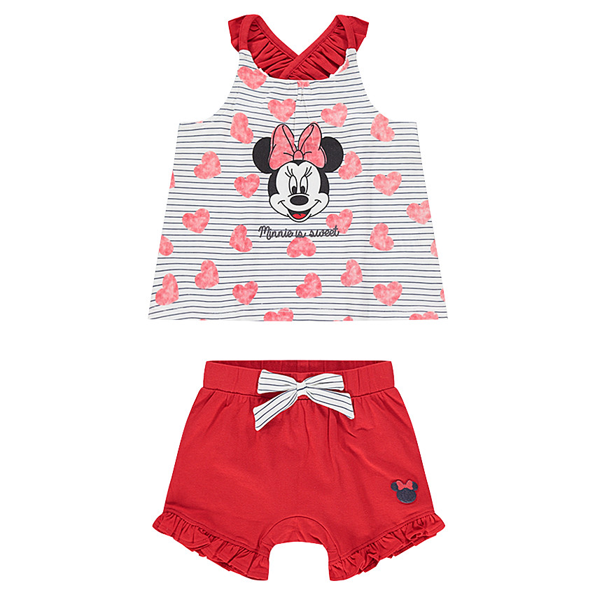 Ensemble avec débardeur print Minnie Disney et short avec noeud 
