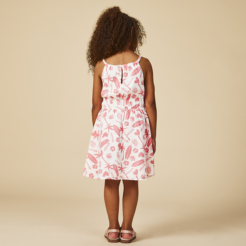 Robe en seersucker imprimé exotique pour fille 