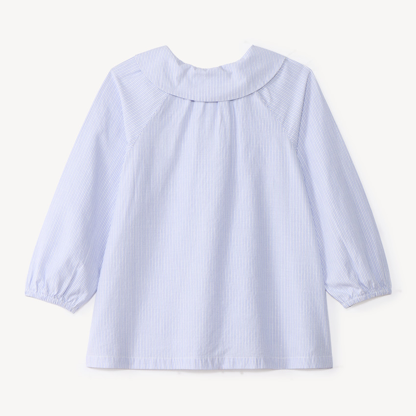 Chemise bébé fille à manches longues bouffantes et à rayures 