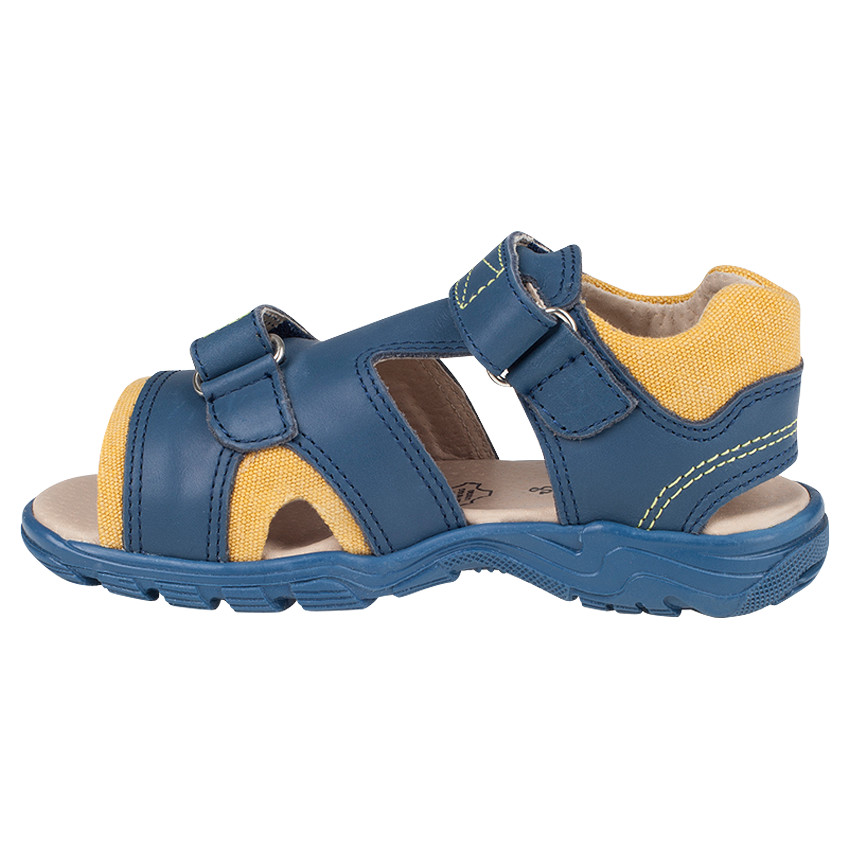 Sandales bicolores en cuir à scratchs pour garçon 