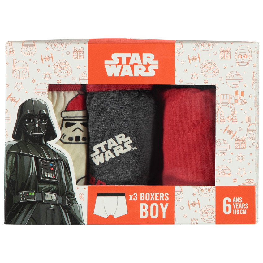 Coffret de 3 boxers de Noël Star Wars Disney pour garçon 