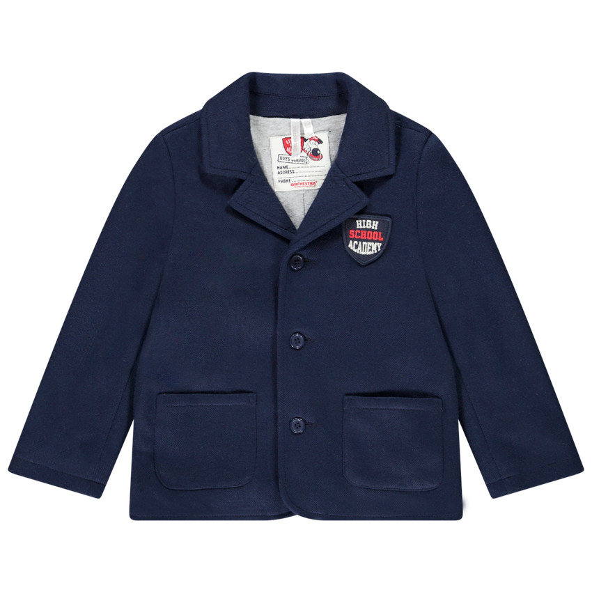 Veste de tailleur en coton piqué avec badge brodé pour bébé garçon