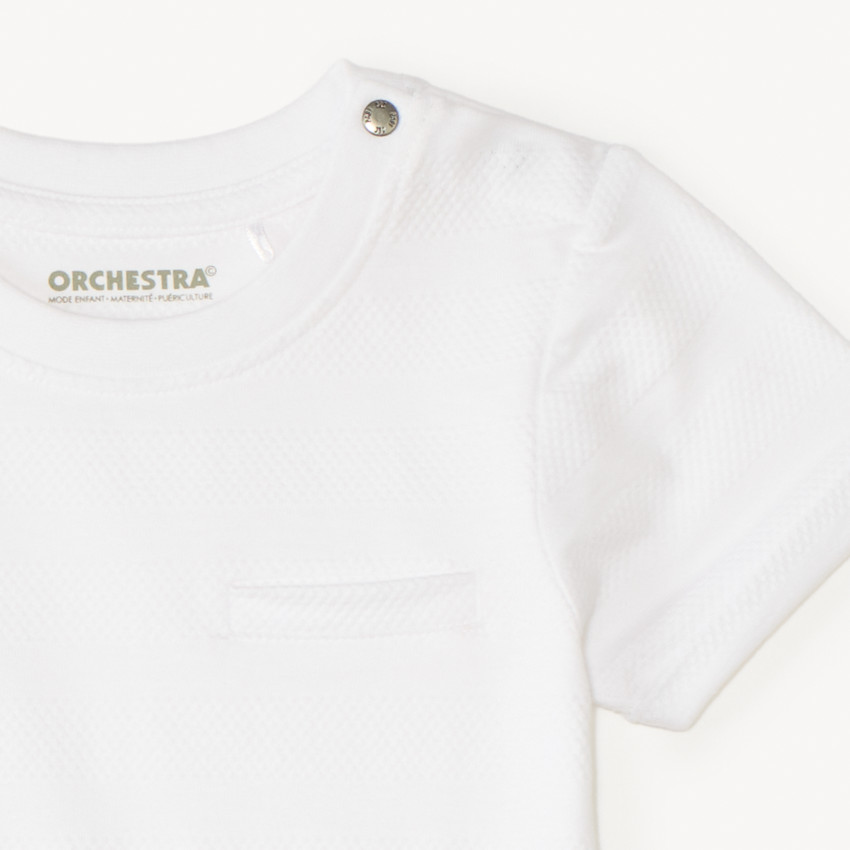 T-shirt manches courtes uni effet texturé pour bébé garçon 