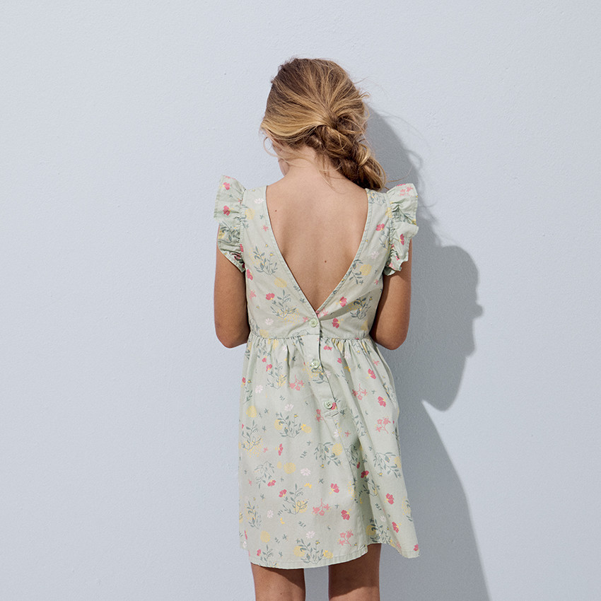 Robe manches courtes volantées imprimé floral pour fille 