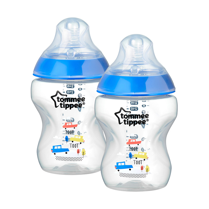 Lot de 2 biberons Closer to Nature 260ml - Déco bleu 