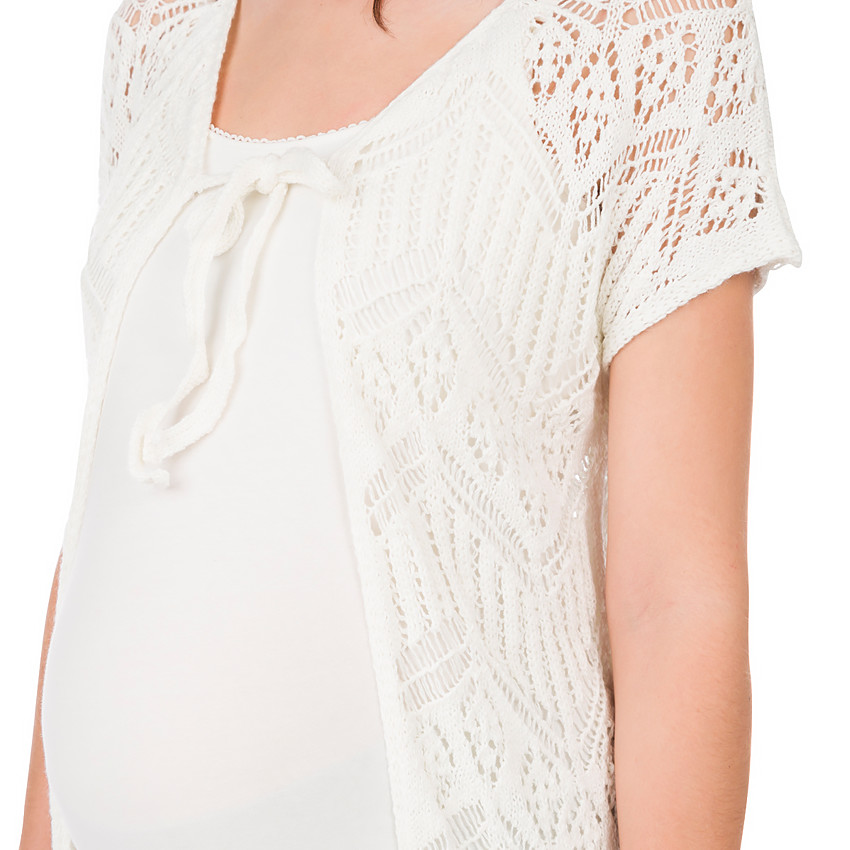 Gilet de grossesse long en dentelle manches courtes 