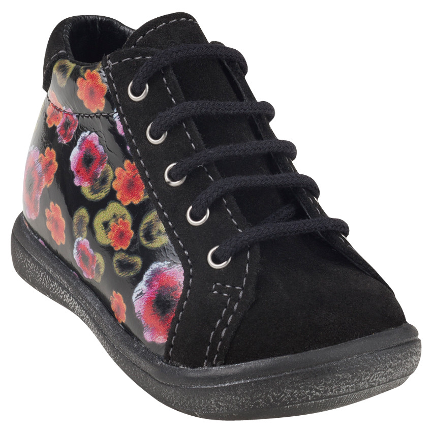 Bottillons en cuir suédé à lacets et imprimé liberty 