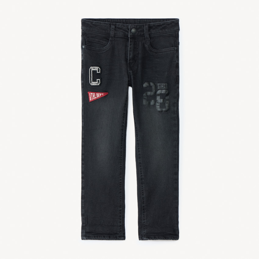 Jean en denim doublé avec label fantaisie pour garçon  
