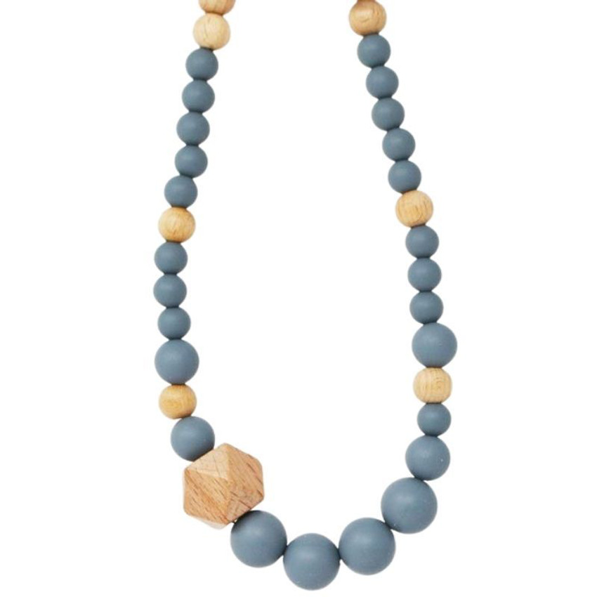 Collier d'allaitement en silicone Gris/Bois 