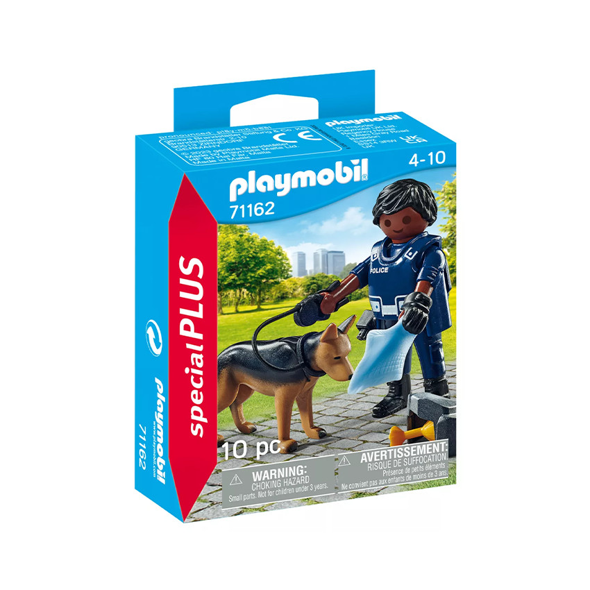 Set figurine policier avec chien de détection 