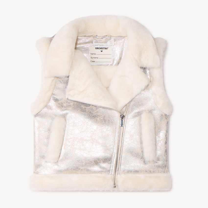 Veste sans manches contrecollée effet fourrure pour fille 