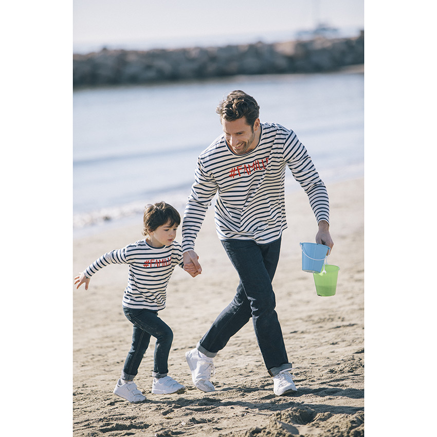 Marinière homme en coton à inscription "famille" printée 