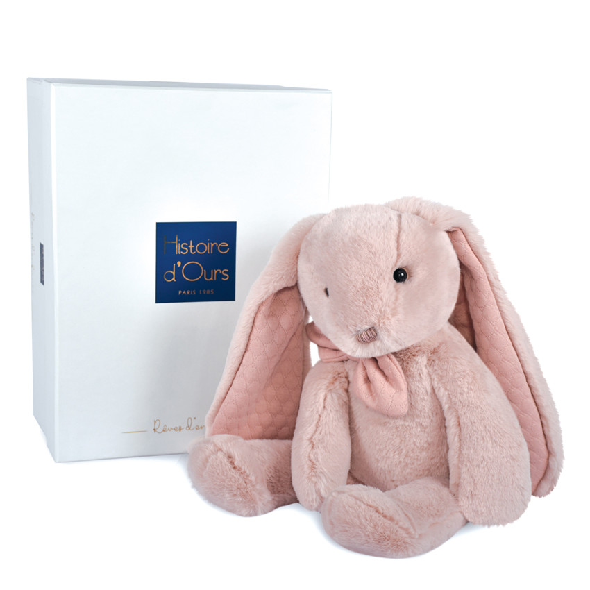 Peluche Preppy Chic lapin 40 cm - Rose Main Peluche Preppy Chic lapin 40 cm - Rose