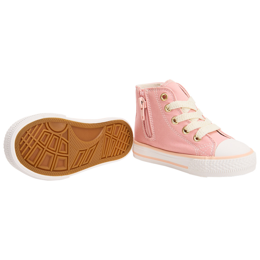 Chaussures en toile montante à zip et lacets fantaisie pour fille 