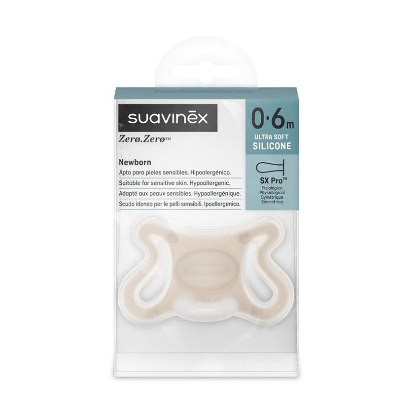 Sucette Zero.Zero avec tétine symétrique en silicone SX Pro 0-6M Light - Beige (Suavinex) - Image 1