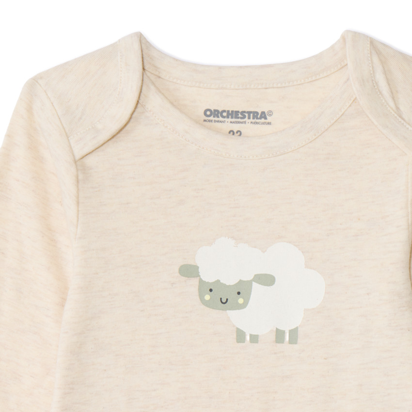 Lot d 7 bodies manches longues fantaisie pour bébé avec ouvertures différentes selon l'âge 