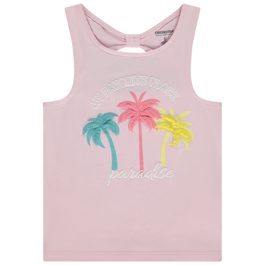 Débardeur motif palmiers en relief et dos ajouré pour fille