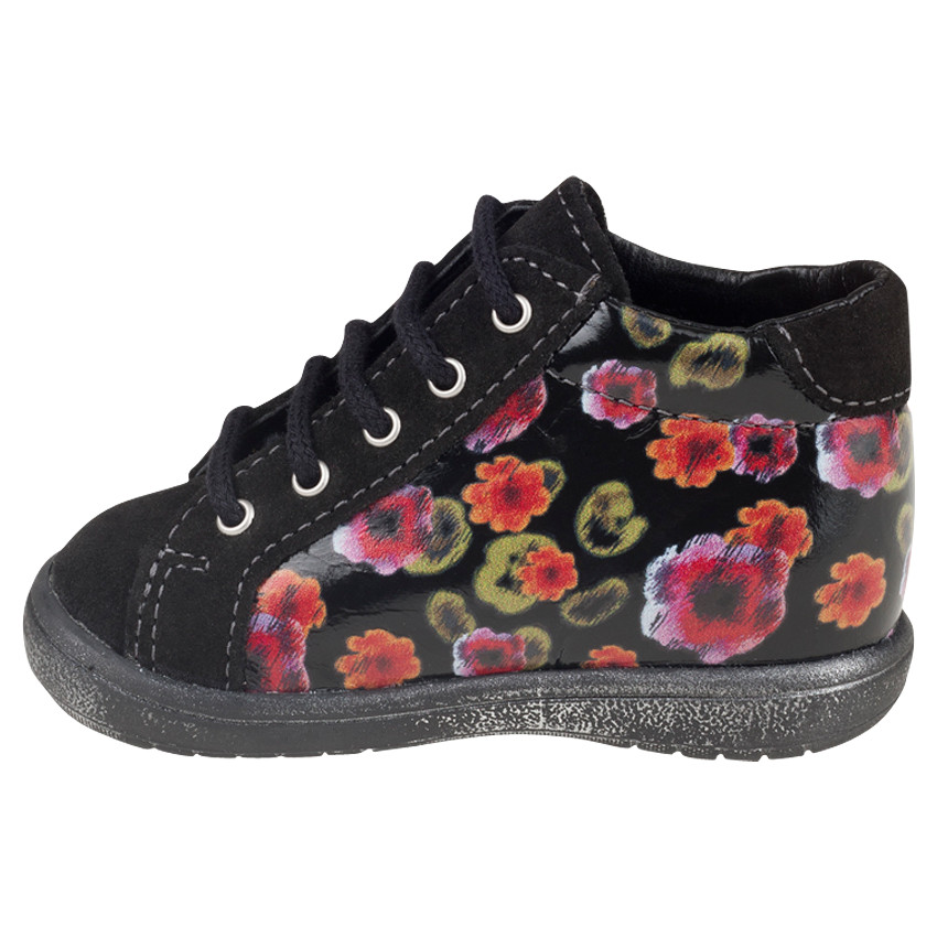 Bottillons en cuir suédé à lacets et imprimé liberty 