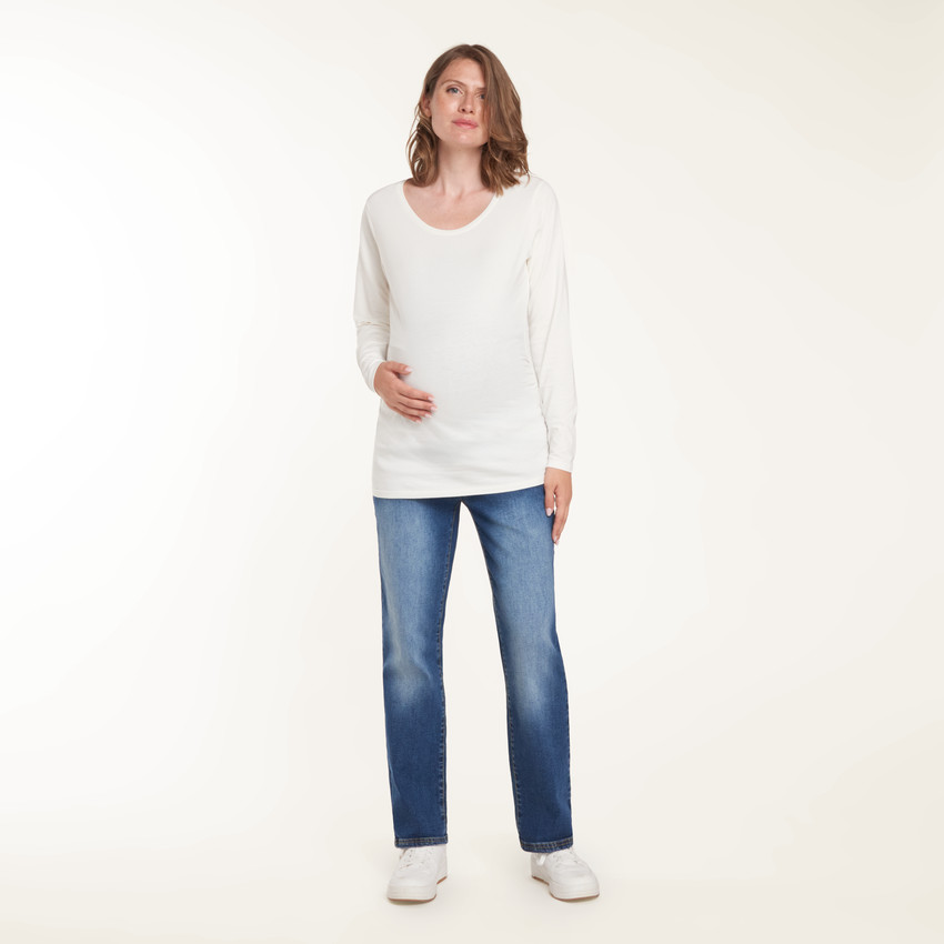 Jean straight de grossesse avec bandeau haut 