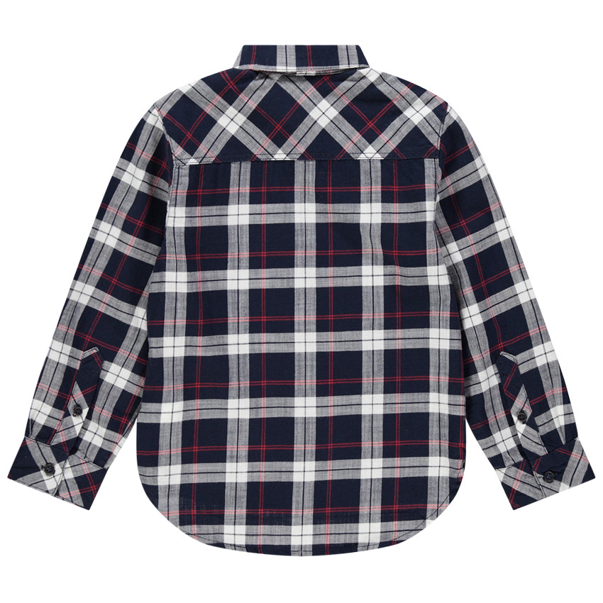 Chemise manches longues à carreaux et poche 