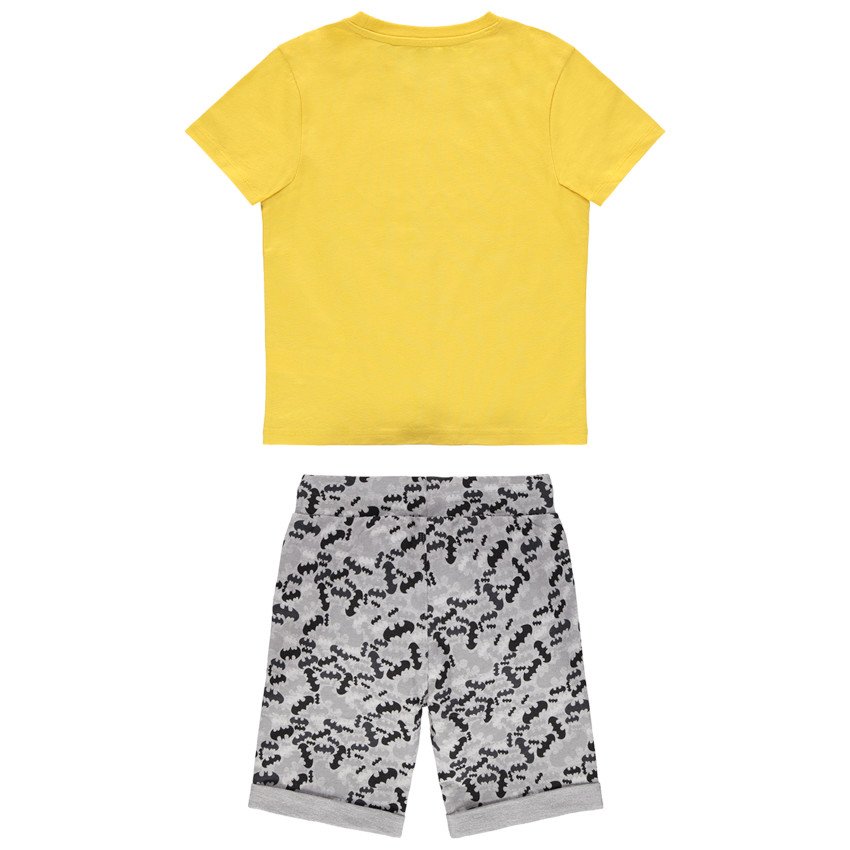 Ensemble avec t-shirt en coton jaune et bermuda motifs Batman 